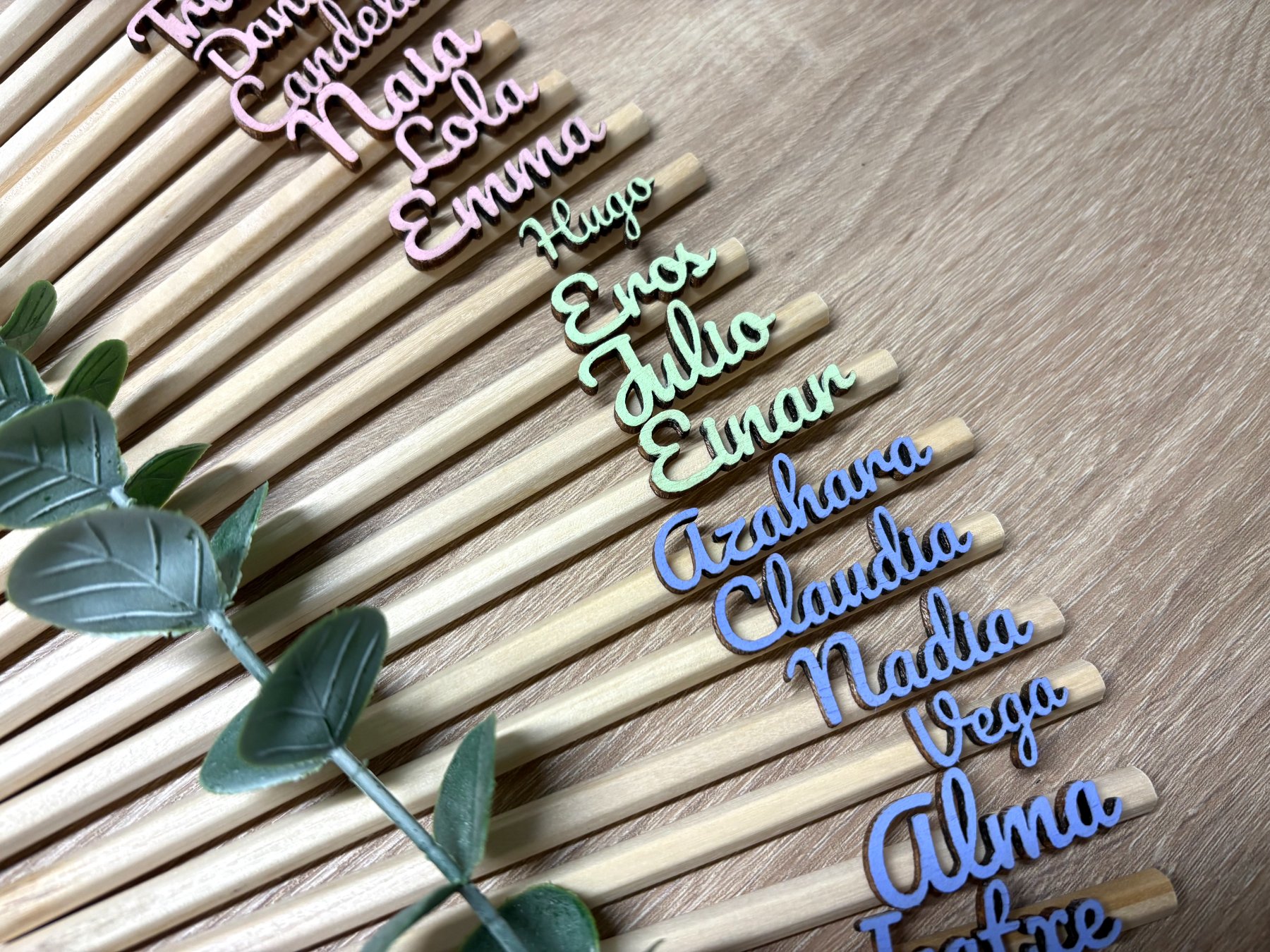 Lápices de madera con nombre